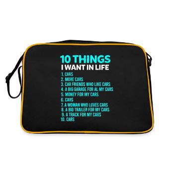 10 Things I Want In My Life Cars More Cars Gift - Retro Tasche - Schwarz/Gold - Hinten