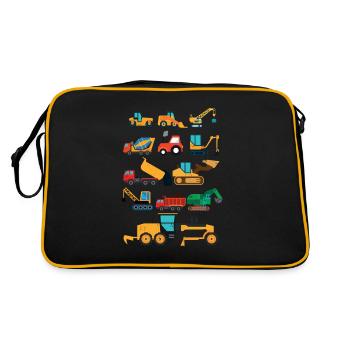 Excavatrice de construction pour l'idée de cadeau de filles de garçons - Sac Retro - noir/or - Dos
