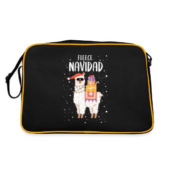 Fleece Feliz Navidad Lama Christmas Cute - Retro Bag - black/gold - Back