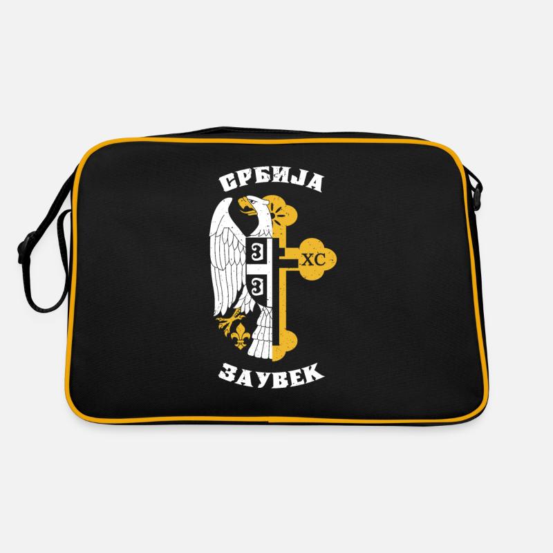 Serbien Balkan Bosnien Srbija Serben Geschenk - Retro Tasche - Schwarz/Gold