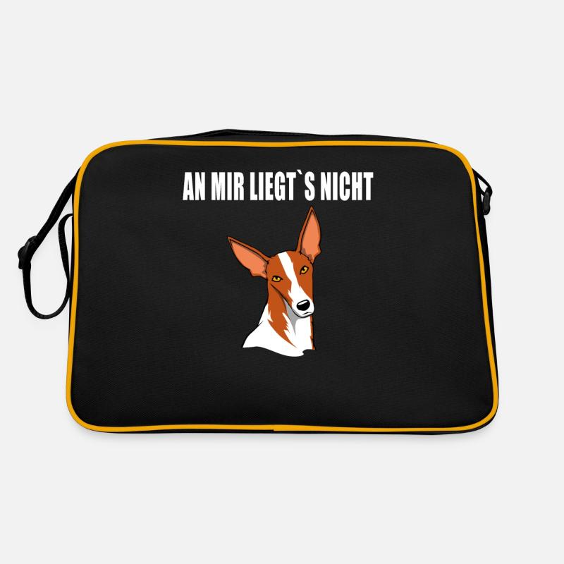 Podenco Jagdhund Hundehalter Geschenk ibiceno - Retro Tasche - Schwarz/Gold