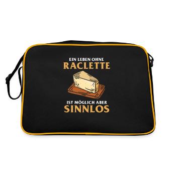 Raclette Liebhaber Käse Food - Retro Tasche - Schwarz/Gold - Hinten