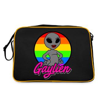 Gaylien LGBT Gay Pride Alien Apparel - Retro Bag - black/gold - Back
