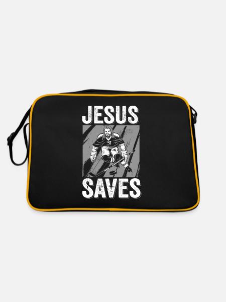 Jesus Funny Gift Religious Christian - Retro Bag - black/gold - Back