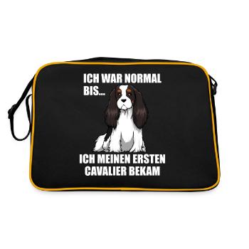 Cavalier King Charles Hundemotiv Geschenkidee - Retro Tasche - Schwarz/Gold - Hinten
