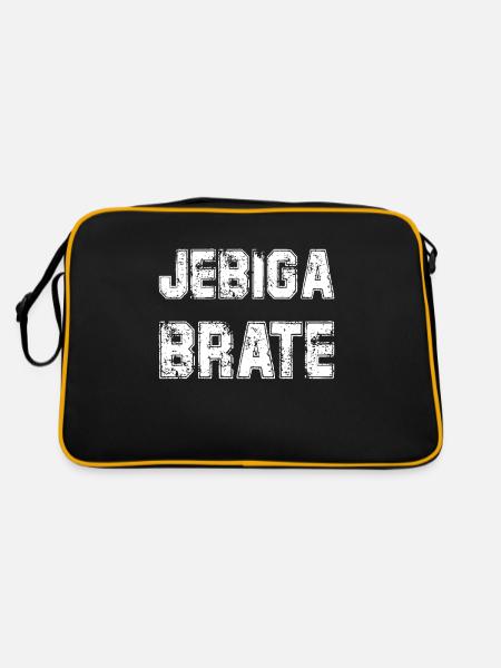 Jebiga Brate Balkan Slang Bosnien Kroatien Serbien - Retro Tasche - Schwarz/Gold - Hinten