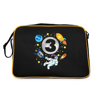 Astronaut | Space | 3th Bday | 3 Years Old Bday - Retro Bag - black/gold - Back