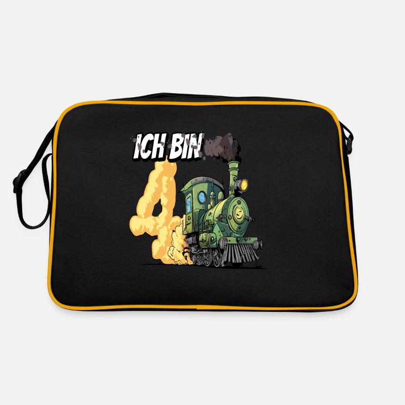 Ich bin 4 - 4. Geburtstag Zug Dampflok Retro Tasche