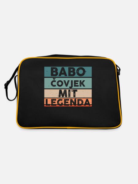 Babo Bosnien Vater Bosnischer Papa Balkan Bosna - Retro Tasche - Schwarz/Gold - Hinten