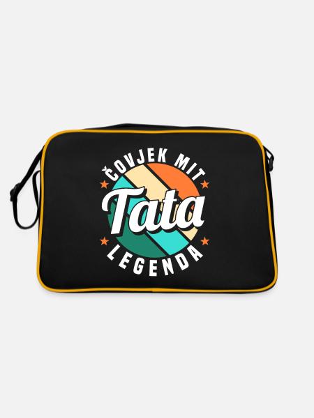 Serbien Vater Otac Srpski Balkan Papa Srbija - Retro Tasche - Schwarz/Gold - Hinten