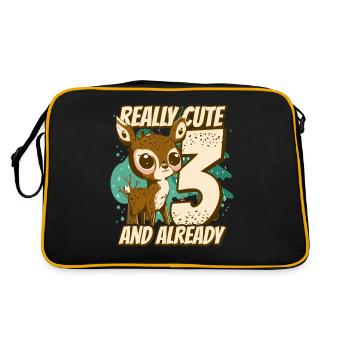 really Cute and already 3 - fawn children birthday - Retro Tasche - Schwarz/Gold - Hinten