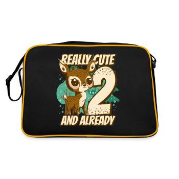 really Cute and already 2 - fawn children birthday - Retro Tasche - Schwarz/Gold - Hinten