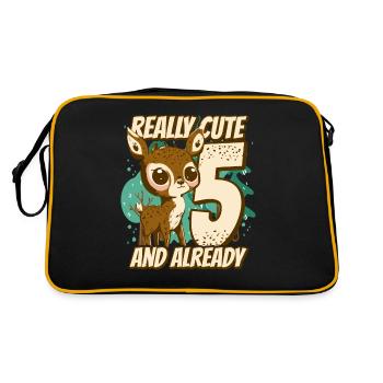 really Cute and already 5 - fawn children birthday - Retro Tasche - Schwarz/Gold - Hinten