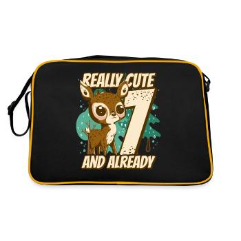 really Cute and already 7 - fawn children birthday - Retro Tasche - Schwarz/Gold - Hinten