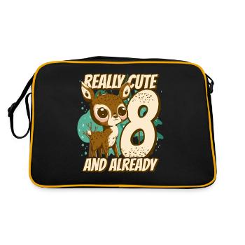really Cute and already 8 - fawn children birthday - Retro Tasche - Schwarz/Gold - Hinten