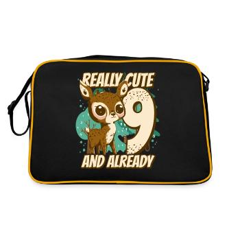really Cute and already 9 - fawn children birthday - Retro Tasche - Schwarz/Gold - Hinten