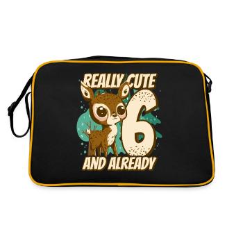 really Cute and already 6 - fawn children birthday - Retro Tasche - Schwarz/Gold - Hinten