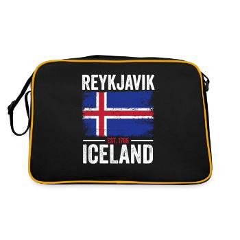 Island Flagge | Est. 1786 | Vintage Reykjavik - Retro Tasche - Schwarz/Gold - Hinten