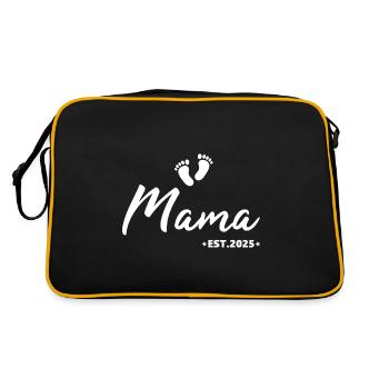 Mama 2025 Schwanger 2025 Schwangerschaft 2025 - Retro Tasche - Schwarz/Gold - Hinten
