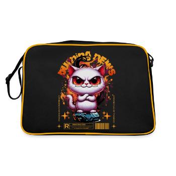 BURNING NEWS Caution cat - Retro Tasche - Schwarz/Gold - Hinten