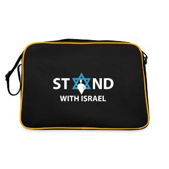 Stand with israël cadeau sort Jewish Hanukkah - Sac Retro - noir/or - Dos