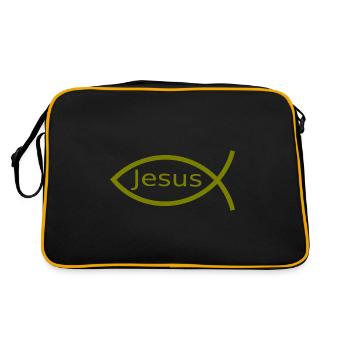 Jésus poisson vert Ichthys poisson poisson poisson poisson - Sac Retro - noir/or - Dos
