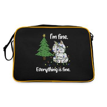 Mir Geht Es Gut Verhedderte Katze Weihnachts Licht - Retro Tasche - Schwarz/Gold - Hinten