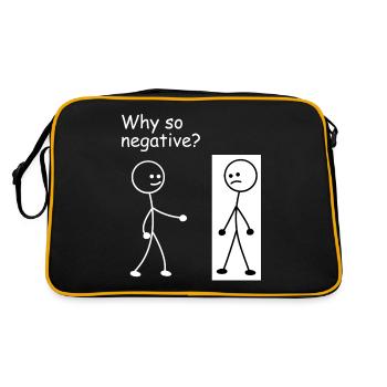 Warum so negativ - Strichmännchen Strichmännchen - Retro Tasche - Schwarz/Gold - Hinten
