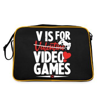 V Is For Video Games Funny Valentines Day - Sac Retro - noir/or - Dos