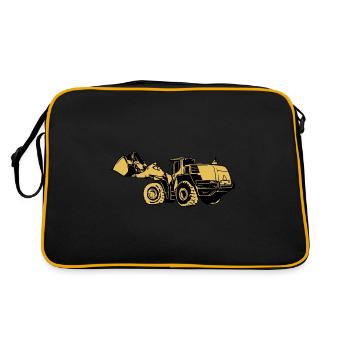 Lademaschine Silhouette Radlader Steinbruch - Retro Tasche - Schwarz/Gold - Hinten