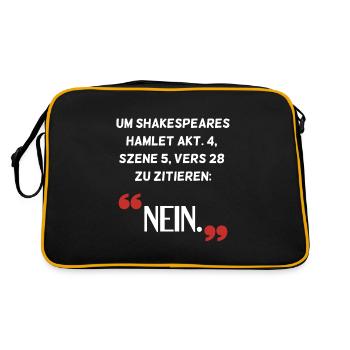 Hamlet Nein Spruch Sarkasmus - Retro Tasche - Schwarz/Gold - Hinten