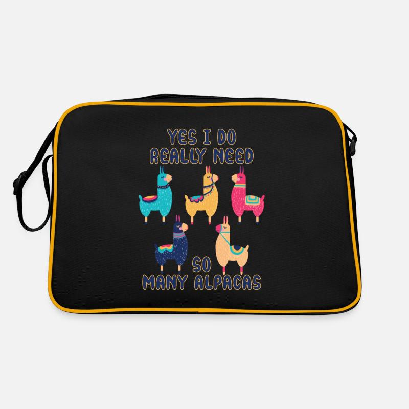 Yes I do really need so many Alpacas - Sac Retro - noir/or