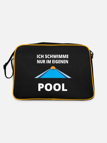 pool garten schwimmen T-Shirt sommer - Retro Tasche - Schwarz/Gold - Hinten