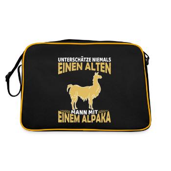 Unterschätze niemals einen mann mit Alpaka - Retro Tasche - Schwarz/Gold - Hinten