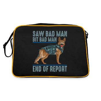 Saw Bad Man Bit Bad Man Polizeihund - Retro Tasche - Schwarz/Gold - Hinten