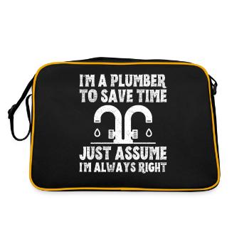 Je suis plombier pour gagner du temps - Sac Retro - noir/or - Dos