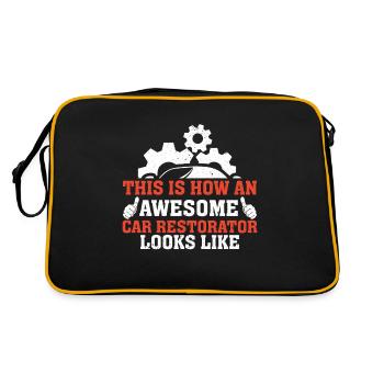 This Is How Awesome Car Restorator Looks - Retro Bag - black/gold - Back