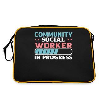 Community Social Worker In Progress - Retro Tasche - Schwarz/Gold - Hinten