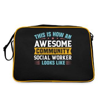Awesome Community Social Worker - Retro Tasche - Schwarz/Gold - Hinten