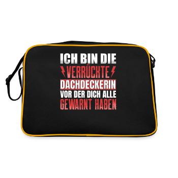Ich Bin Die Verrückte Dachdeckerin - Retro Tasche - Schwarz/Gold - Hinten