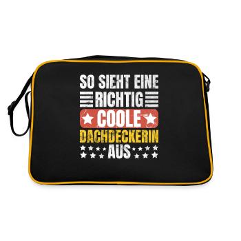 So Sieht Eine Richtig Coole Dachdeckerin - Retro Tasche - Schwarz/Gold - Hinten