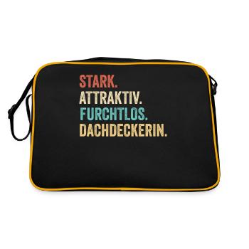Stark Attraktiv Furchtlos Dachdeckerin - Retro Tasche - Schwarz/Gold - Hinten