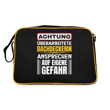 Achtung Überarbeitete Dachdeckerin - Retro Tasche - Schwarz/Gold - Hinten