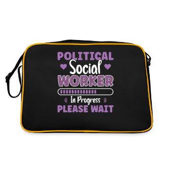 Political Social Worker In Progress - Retro Tasche - Schwarz/Gold - Hinten