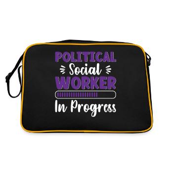 Political Social Worker In Progress - Retro Tasche - Schwarz/Gold - Hinten