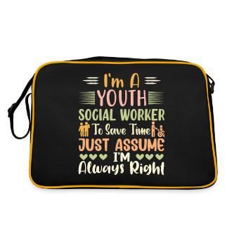 Je suis une travailleuse sociale pour les jeunes pour gagner du temps - Sac Retro - noir/or - Dos