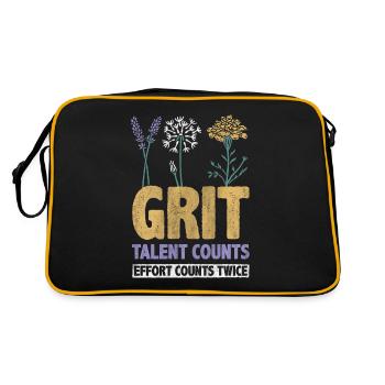 Grit Talent Counts Effort Counts Twice Inspire - Retro Tasche - Schwarz/Gold - Hinten