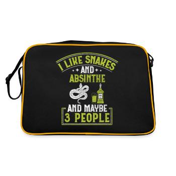 I Like Snakes And Absinthe And Maybe 3 People - Retro Tasche - Schwarz/Gold - Hinten