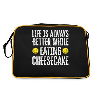La vie est toujours meilleure en mangeant du gâteau au fromage - Sac Retro - noir/or - Dos