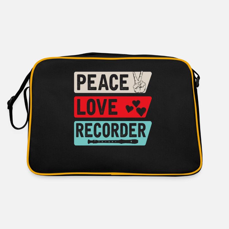Peace Love Recorder Record Player Retro Tasche